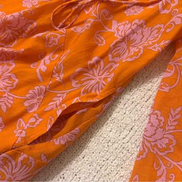 XiRENA Bright Orange Pink Floral Long Sleeved Mini Dress - Picture 8 of 8